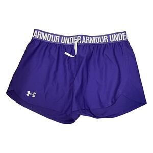 Under Armour Heat Gear UA Play Up 5" Running Shorts Purple White Nylon S